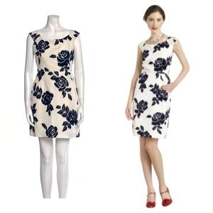Kate Spade JOSIE Velvet Dress Size 2 Floral Sleeveless Jacquard Navy Blue